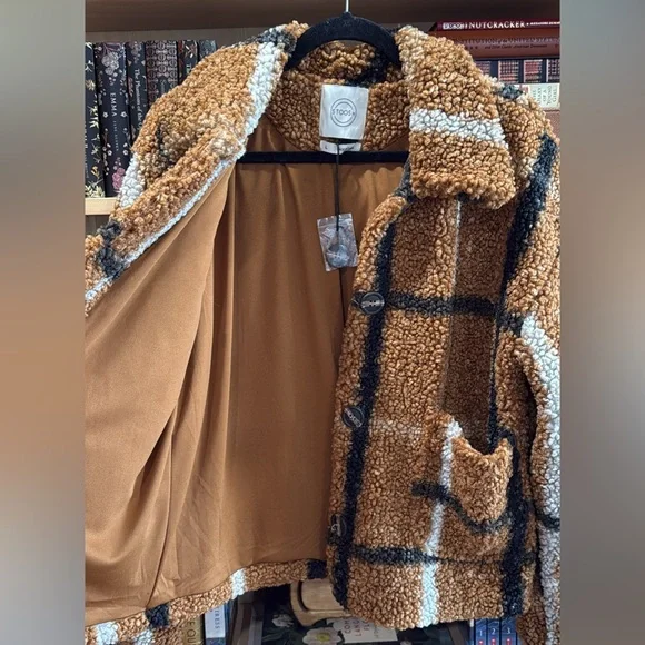 NWOT Plaid Teddy Fleece Sherpa Jacket - Picture 5 of 5